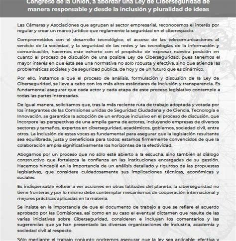 Camaras Y Asociaciones Empresariales Exhortan A Diputados Y Senadores A