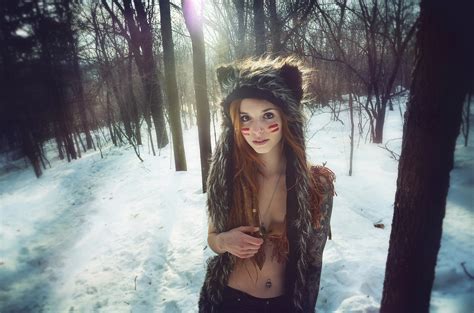 Wallpaper Sunlight Trees Forest Women Outdoors Redhead Model