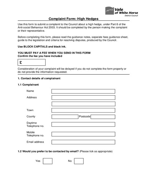 Fillable Online High Hedges Complaint Form Fax Email Print PdfFiller