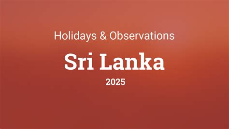 Holidays and Observances in Sri Lanka in 2025
