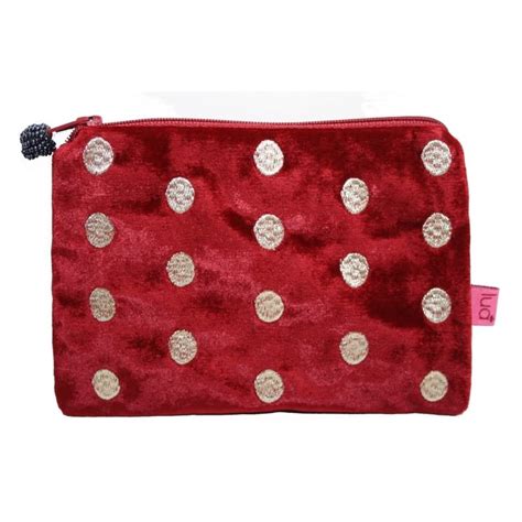 Lua Velvet Coincosmetic Purse Embroidered Dots Ired