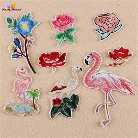 Pf Flower Bird Patches For Clothing Iron On Fabric Sticker For Clothes