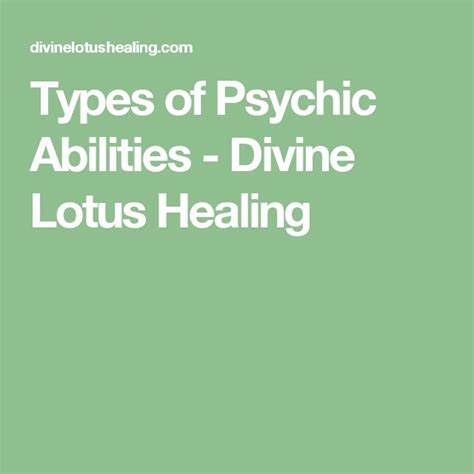 Types Of Psychic Abilities Divine Lotus Healing Psychic Abilities