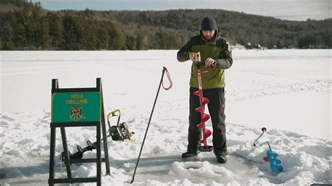 How To Drill A Hole In The Ice With An Ice Auger Youtube