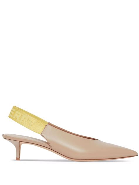 Burberry Malinda Leather Kitten Heel Slingback Pumps In Neutrals ModeSens