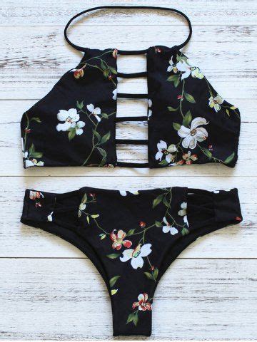 77 OFF Halter Ring Push Up Bikini Set Rosegal