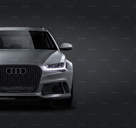 Audi Rs6 Avant 2015 Satin Matt Finish All Sides Car Mockup Template