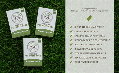 Biodegradable Poop Bags, Dog Waste Bags, Unscented, Vegetable-Based ...