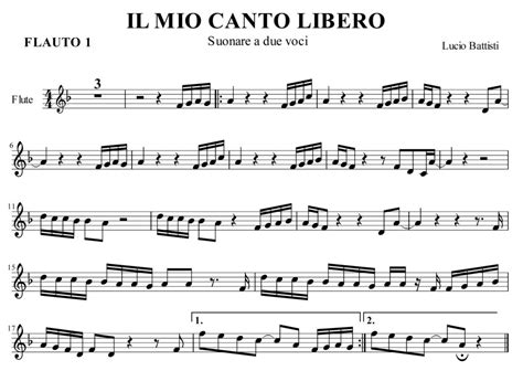 38 Il Mio Canto Libero Flauto 1 E 2 Io Amo La Musica