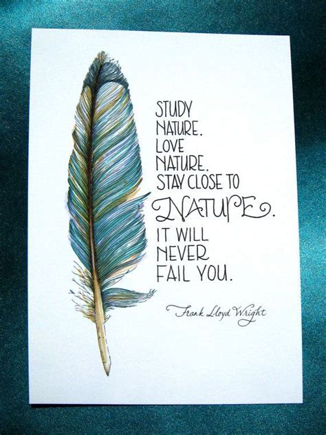 Feather Art Print Nature Quote Frank Lloyd Wright Teal Etsy Australia