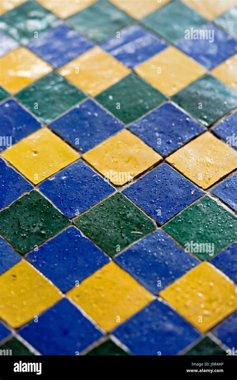 Blue Green Yellow Mosaic Tiles Stock Photo Alamy