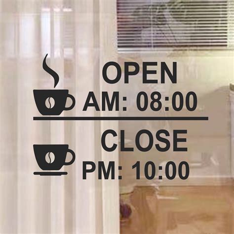 Decal dán kính giờ mở đóng cửa dành cho quán cafe in giờ theo yêu cầu