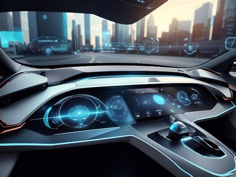 Concept De Tableau De Bord De Voiture Futuriste Autonome Avec écrans