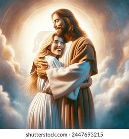 Jesus Welcoming Blonde Woman Heaven Hug AI-generated image 2447693215 ...