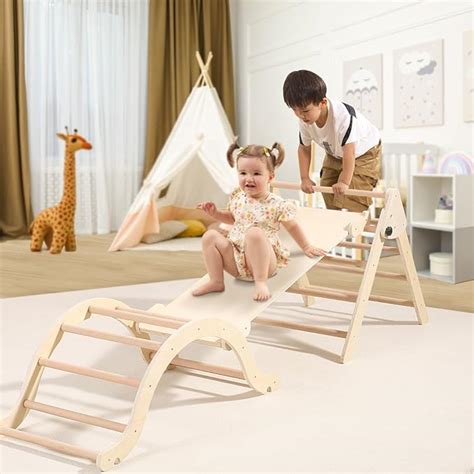 Amazon Giant Foldable Wooden Pikler Triangle Climbing Set With