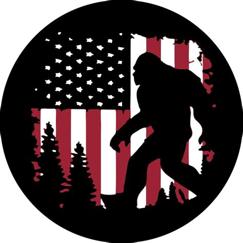 Jeep Wrangler Bigfoot Or Sasquatch American Flag Spare Tire Cover