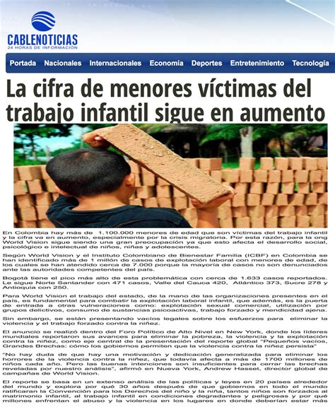 Cifra de niñas niños y adolescentes víctimas del trabajo infantil