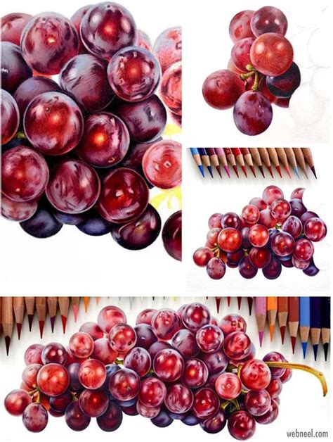 Grapes Drawing In Color