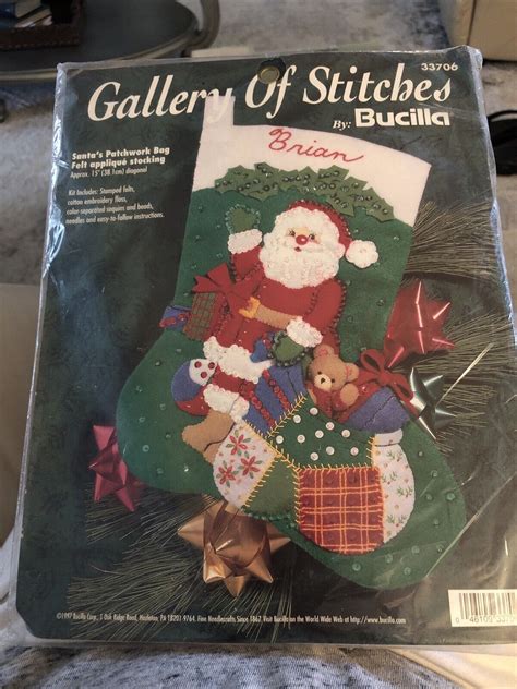 Vintage NEW Bucilla Gallery Of Stitches Felt Stocking Kit Santa