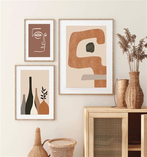 Dark Green Orange Art Print Abstract Shapes Art Color Block Wall Art