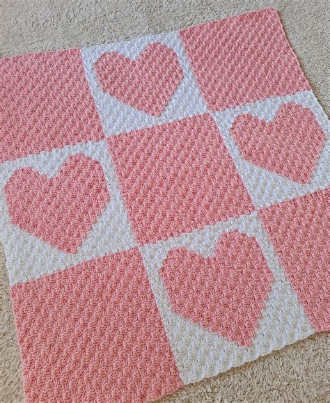 Crochet Pattern Heart C2c Baby Blanket Crochet Pattern Graph Etsy Sweden