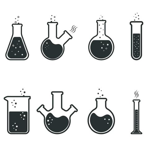 Chemistry Beakers And Flacks Set Vector Line Icons 24661339 Vector Art