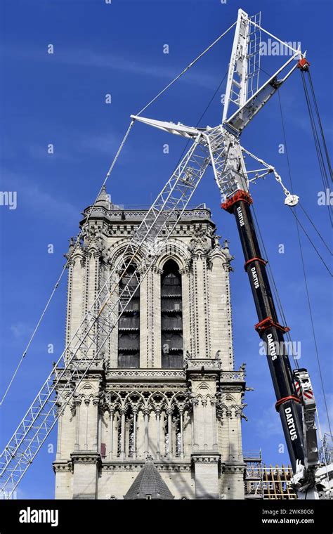 Notre Dame of Paris spire reconstruction work site, Paris, France Stock ...