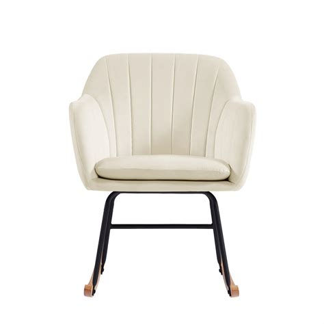 Baïta Fauteuil Elsa En Velours Crème Rocking Chair Fauteuils Rue