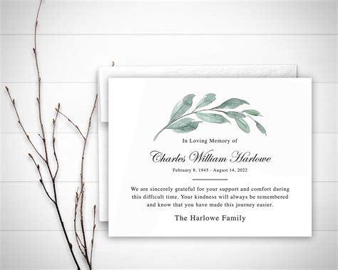 Sympathy Acknowledgement Cards Funeral Thank You And Etsy Funeral