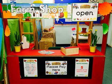 Role play - farm shop | Role play areas, Role play areas eyfs, Farm preschool