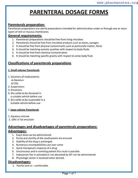 Parenteral Dosage Forms PARENTERAL DOSAGE FORMS Parenterals