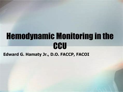 PPT Hemodynamic Monitoring In The CCU PowerPoint Presentation Free