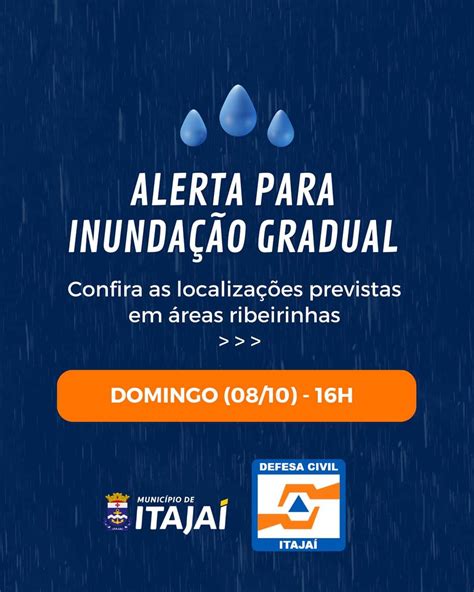 Alerta Para Inunda O Gradual Em Itaja Neste Domingo Defesa