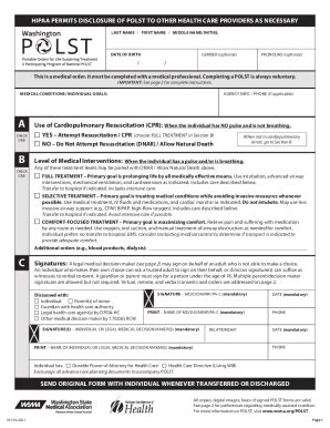 Wa Physician Orders For Life Sustaining Treatment Polst