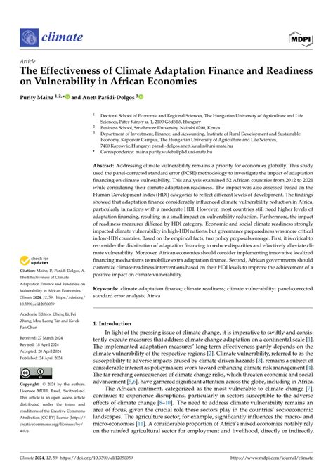 PDF The Effectiveness Of Climate Adaptation Finance And Readiness On