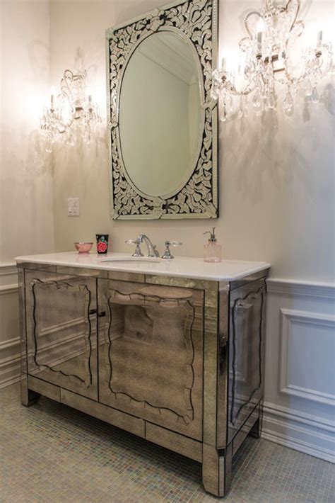 Antiqued Mirrored Vanity Contemporary Bathroom Vanessa Deleon