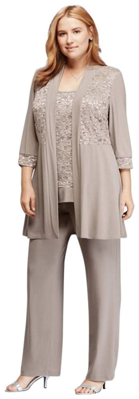 Plus Size Mock Two Piece Lace And Jersey Pant Suit Style Clout