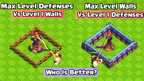 Max Walls Level Defenses Vs Level Walls Vs Max Defenses Clash Of