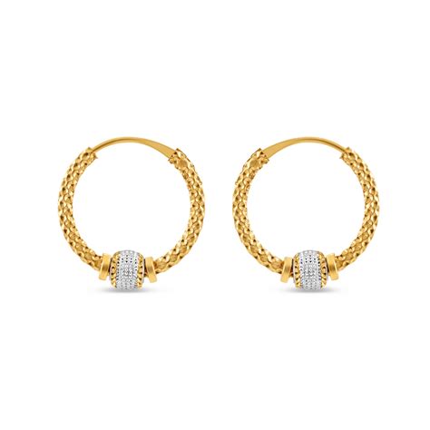 22ct Gold Bali Hoop Earring Bali Rhodium Finish Online