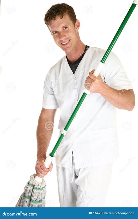 Janitor Stock Photo Image Of Years Thirty Person Mopping 16478086