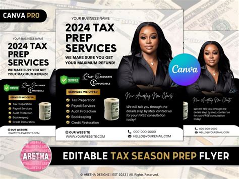 Editable 2024 Tax Prep Flyer Taxes Tax Season Tax Specialist Tax Consultant E Flyer