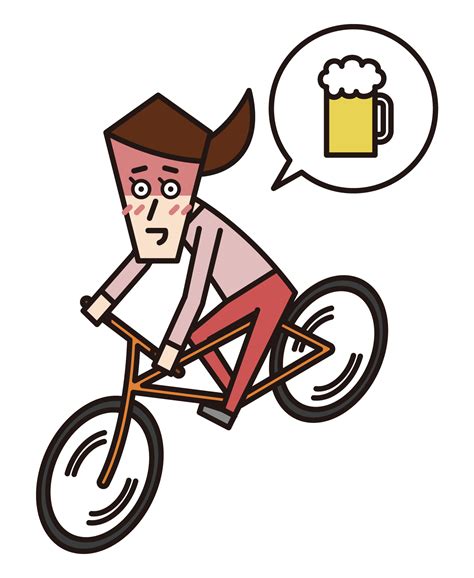 自転車を飲酒運転する人（女性）のイラスト フリーイラスト素材集 Kukukeke