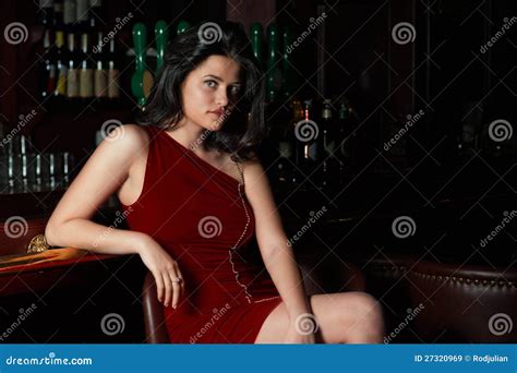 Girl Leaning Her Elbow On The Bar Royalty Free Stock Images Image