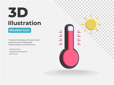 Temperatura alta con sol tiempo icono ilustración de procesamiento 3d