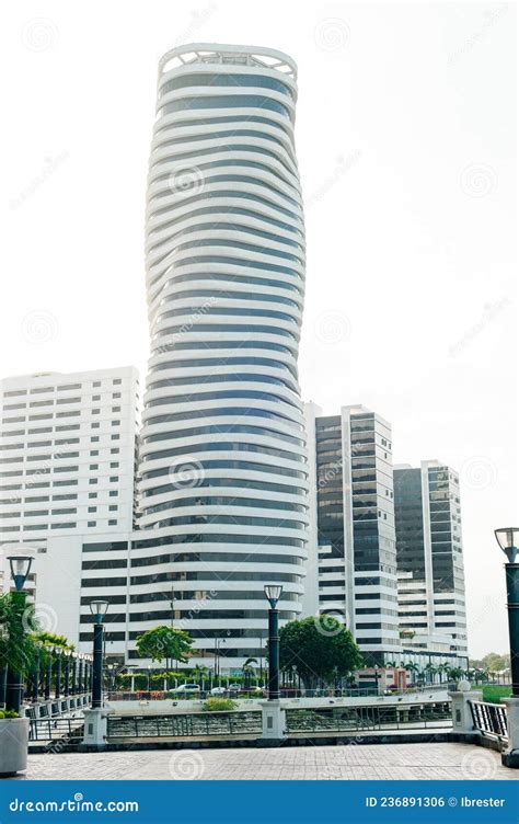 Cityscape Of Guayaquil City At Sunset With A View Over The Malecon 2000