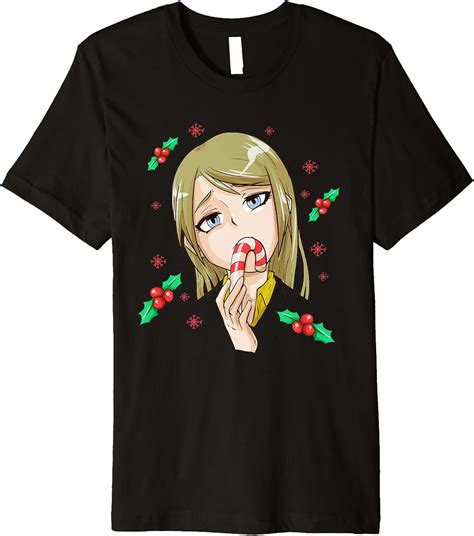 Amazon Otaku Ahegao Christmas Ecchi Etchi Lewd Hentai Xmas Kawaii Premium T Shirt