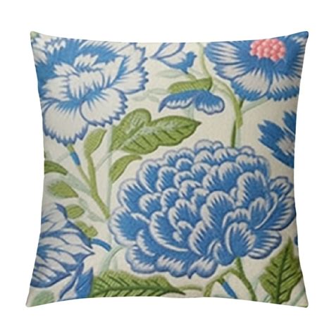 Nawypu Chinoiserie Pillow Cover Peony Pillow Covers Flower Throw