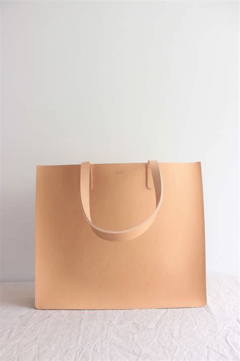 Nude Leather Tote Leather Tote Bag Leather Purse Etsy