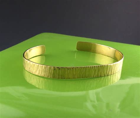 Delicate Hammered Brass Cuff Bracelet Handmade