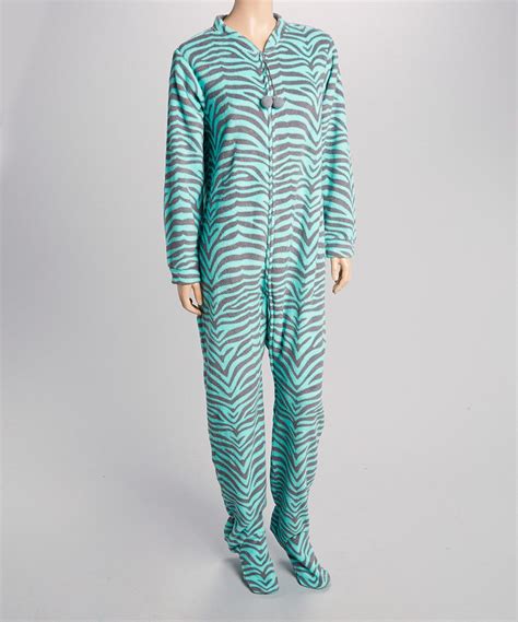 Green Zebra Footie Pajamas Women Pajamas Women Footie Pajama